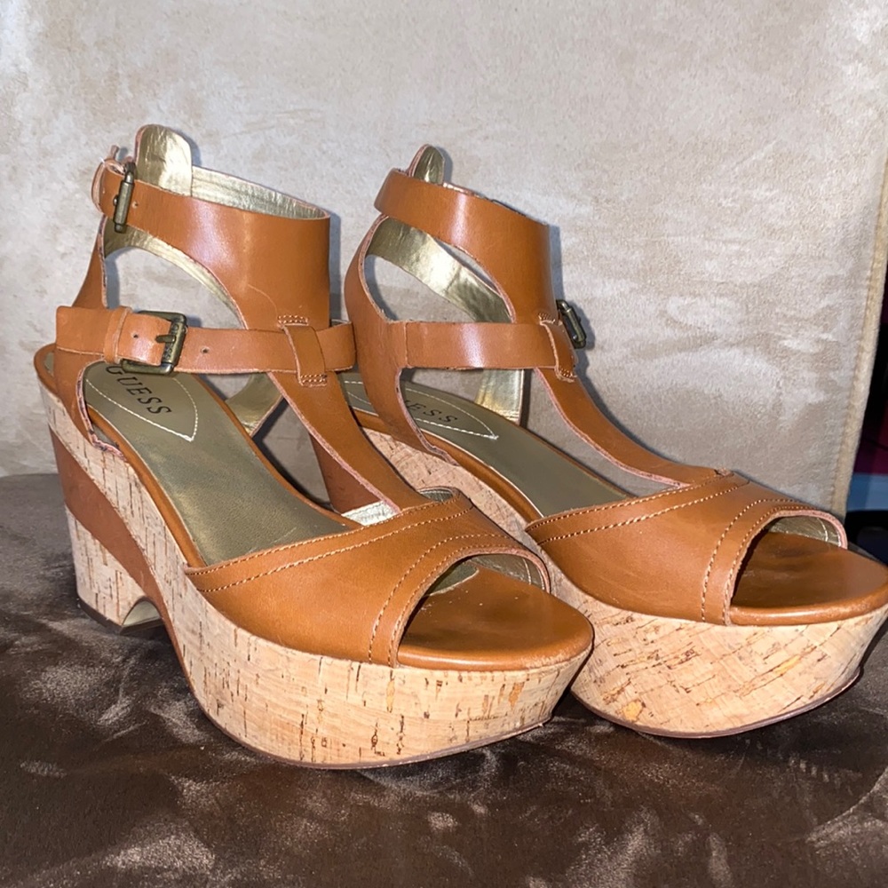 Guess leather wedges size 8